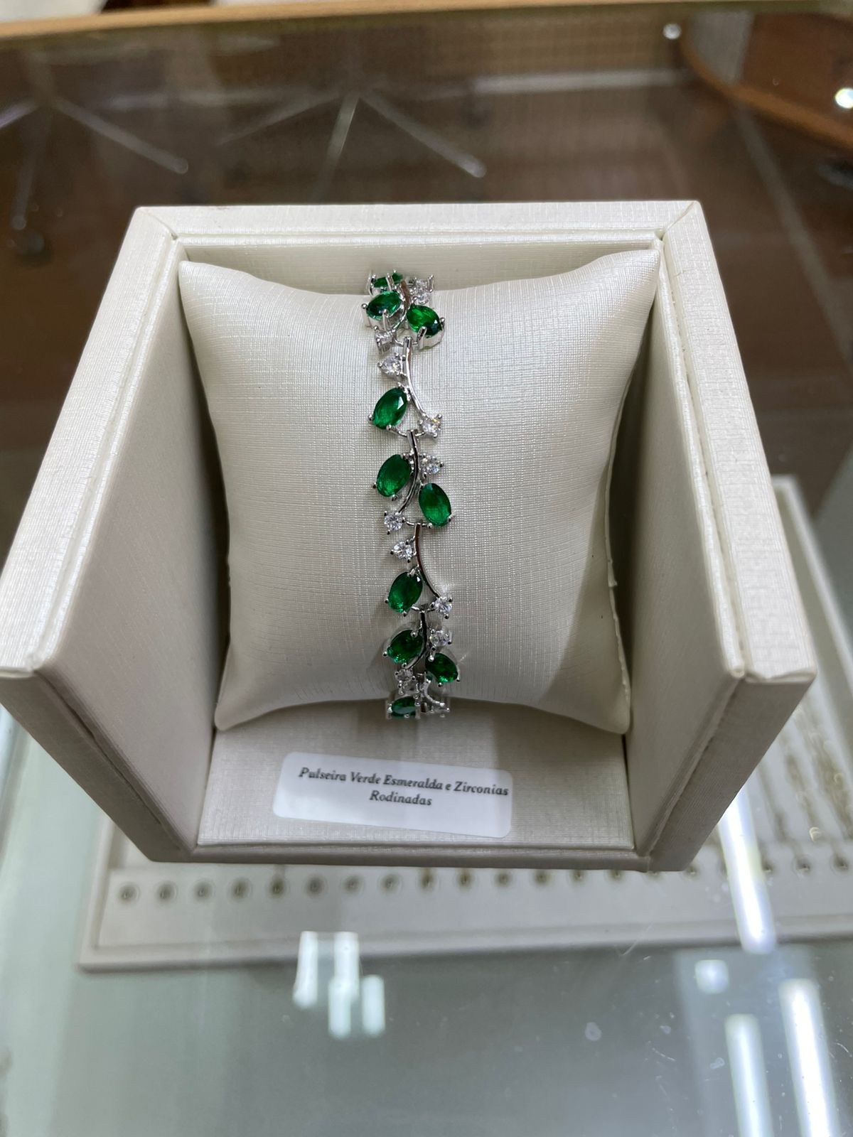 Pulseira Verde Esmeralda Zircônias Rodinadas
